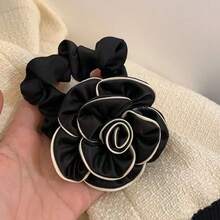 1/2pcs Elegant Fabric Camellia Hair Scrunchies, Fashionable Versatile High Elastic Hair Ties, Chic Ponytail Holder, Ins Style Hair Rubber Bands Hair Rope - Multicolor - View 4
