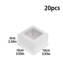 10pcs/20pcs 4*4*2.5 Inch High Quality Cake Boxes, Made Of White Cardboard And Kraft Paper With Square Window, Ideal For Mini Cake Packaging And Picnic Carrying - View 18