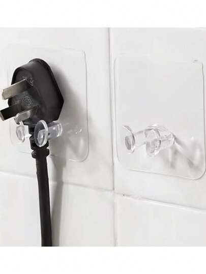 8 stuks plastic wandhaakjes, klemhouders, kabelorganizers, kabelhouders, multifunctionele stopcontacten en kabelclips, transparante bevestiging voor thuis, kantoor en woonruimtes, eenvoudig te installeren wandmontage voor bureaus, kasten en desktops, houdt kabels netjes, geordend en toegankelijk, duurzaam transparant plastic voor een veilige grip en veelzijdige toepassing.