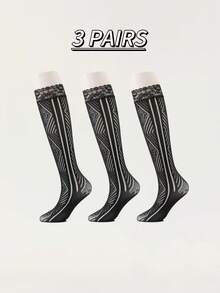 1/2/3双装法式复古蕾丝过膝袜，几何镂空设计小腿袜，高端造型必备单品 - 彩色 - 查看 13