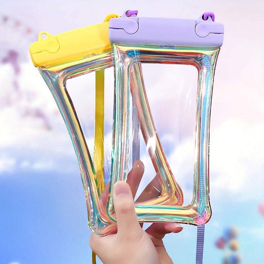 1/3/5 chiếc Túi đựng điện thoại chống nước, màn hình cảm ứng, thích hợp cho bơi lội, công viên nước, chèo thuyền vượt thác, vỏ điện thoại chống nước có dây đeo, túi khô bằng nhựa nhẹ với màn hình cảm ứng laser nổi. - Túi chống nước - Xem 1