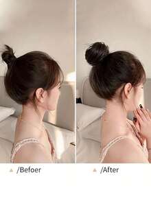 Synthetic Hair Bun, Secured With Elastic Bands, Can Clip Onto Hair Ends To Extend Bun, Suitable For Women, Can Be Used As Ponytail Gym Sport Running Outfit Hair Ties Rubber Bands Beauty Home Hair Accessories,Summer,Holiday,Travel - Multicolor - View 6