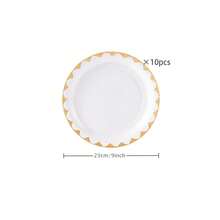 White Rimmed Disposable Tableware Set, Including 7/9 Inch Paper Plates, Paper Cups, Paper Napkins, Suitable For Birthday Parties, Festivals, Gatherings, Picnics, Celebration Events, Wedding Tea Parties, Graduation Ceremonies - White - View 14