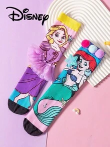 Cute 3D Disney Children's Mermaid Knee-High Stockings, A Fashionable Children's High Stocking Party, High-Quality Gifts, School Is Back In Session, Fun And Fashionable Disney Little Fans Disney Princess Calf Stockings - Multicolor - View 6