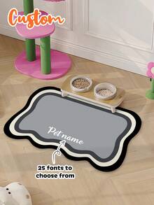 1 pièce Tapis de nourrissage pour animaux de compagnie personnalisé - Tapis de bol pour chien à séchage rapide, absorbant et antidérapant avec nom personnalisé, tapis de nourriture pour chat, tapis de sol intérieur, taille 30x40cm - Multicolore - Voir 9