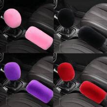 2pcs Plush Handbrake Cover And Gear Shift Knob Cover, Soft Faux Fur, Fits Manual Transmission, Universal Car Accessories - Plush - View 11