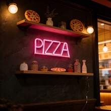 1pc LED Bar PIZZA Neon Sign, Wall Decor For Shop, Battery/USB Powered Romantic Fairy Light, Birthday Gift, Party Decoration For Home, Bedroom, Living Room - PIZZA Neon Sign - View 7
