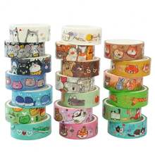 Rolls Cute Animals Washi Tape Set, Gold Silver Foil Cartoon Pets Decorative Tape For Bullet Journal, Planner, DIY Arts Crafts, ScrapbooFKing, Holiday Decoration - 多色 - 查看 2