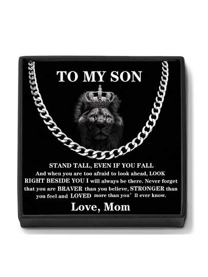 Collar de cadena cubana de acero inoxidable, joyería duradera para uso diario para niños y hombres, perfecto para cumpleaños, graduaciones o Navidad, un regalo significativo de mamá, adecuado para fiestas de cumpleaños, ideal para un hijo