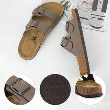 Women's Sandals With Adjustable Straps - Cork Footbed Comfort Slides For Summer Beach & Casual Wear - 褐色 - 查看 7