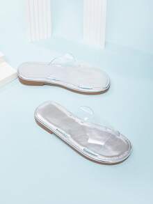 Girls' Vacation Style Casual Fashion Open Toe Flat Sandals - Clear - View 5