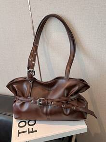 High-Quality Women's Shoulder Bag, Strap Design Large Capacity Fashion Versatile Tote Bag, Suitable For Office Ladies - Coffee - View 7