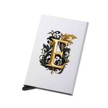 Diseño de letra A de metal, Soporte de tarjeta metálico emergente unisex | Bloqueo RFID + Superficie mate ultra delgada, Regalo de negocios/regalo festivo ideal, Diseño magnético emergente para un fácil acceso a las tarjetas, Material de aleación de aluminio, Calidad premium - Multicolor - Ver 22