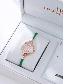 一套优雅的石英手表和珠宝配饰套装，包括一款时尚的圆形女士腕表和一条镶钻手链。 - 彩色 - 查看 6