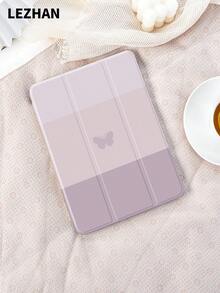 1pc Ombre Purple Butterfly Print Tablet Protective Case With Pencil Slot, Shockproof, Tri-Fold Stand, Compatible With 10.2", Pro 11" 2021/2020/10th Gen, (A16) 11" 11th Gen 2025, 8th/9th/10th Gen, Galaxy Tab A8 10.5" 2022, Matepad 10.4"/Tab, Sleep/Wake Support, Romantic Personalized Gift - Multicolor - View 4