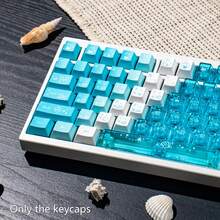 PBT Crystal Transparent Jelly Keycaps, Cherry Profile Shine Through Keycaps For Mechanical Keyboard, 6.25U Spacebar Compatible With MX Switches, Cute Pink Blue Purple Custom Keyboard Keycaps - View 3