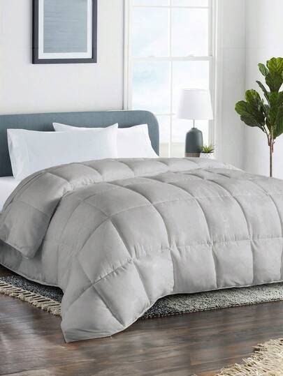 1pc All-Season Lightweight & Breathable Gray Quilted Comforter, Super Soft & Skin-Friendly, Suitable For Home, Dorm Use, Ideal For Bedroom & Spring Decor