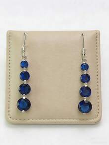 1 Pair Elegant Sparkling Rhinestone Water Drop Earrings, Suitable For Women's Festivals, Birthdays, Dates, Parties, Vacations, Shopping, And Daily Commute - Navy Blue - View 5