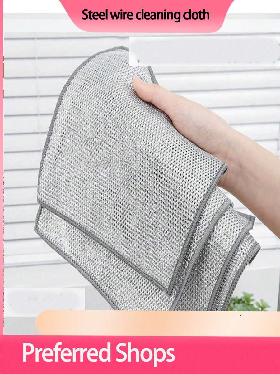 Reusable Metal Wire Dish Sponge, Metal Wire Dish Cloth, Suitable For Washing And Cleaning Kitchen Sink, Pots, Tableware, Sink, Countertop, Stove, Reusable Kitchen Cleaning Towel, Dishcloth, No Lint No Stripe Washable Cloth, Kitchen Supplies, Kitchen Cleaning Tools, Kitchen Accessories, Multi-Purpose Metal Wire Dish Cloth, Easy To Rinse - Square - View 1