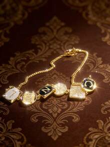 1pc Fashionable Personalized Enamel Letter Necklace, Women Jewelry - One Size Fits All and Is Of High Quality. - View 2