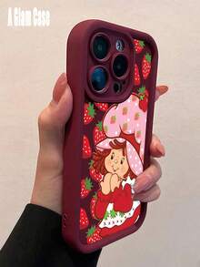 2-Pack Strawberry Girl Phone Case Set, Shockproof Protective Cover. It Is Compatible With Galaxy Models Including Compatible For Galaxy S25, S24, S23, S22, S21 PLUS, FE And Ultra,Galaxy A33 Compatible With For Iphone17 Pro Max, 16, 15, 14, 13, 12, 11 And 7/8.Sweet Color, Perfect Gift For Yourself, Family And Friends This Holiday Season. - 酒紅色和粉紅色2 - 查看 5