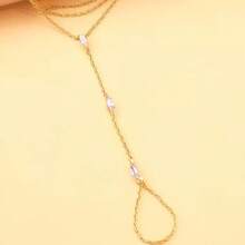 Nuevo brazalete de cadena de dedo multicapa de circonita, accesorios de joyería sexy de playa para mujeres - Pulsera - Ver 5