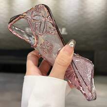 Glitter Electroplated Retro Personalized Hollow Three-Dimensional Oil Painting Flower Anti-Drop TPU Dopamine Case Suitable For IPhone Models IPhone11, IPhone13, IPhone14proMax, IPhone14, IPhone15, IPhone15proMax - hồng - Xem 8
