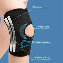 Adjustable Knee Brace And Patella Pad, Unisex, Thickened Spring Bar Joint Protection - Black - View 5