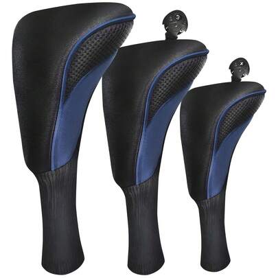  Fundas de cabezal de palos de golf FINGER TEN 1 paquete para driver, maderas y híbridos, cuello de calcetín duradero y largo con etiquetas de número intercambiables en negro/rojo/azul para una protección confiable del palo y una identificación rápida