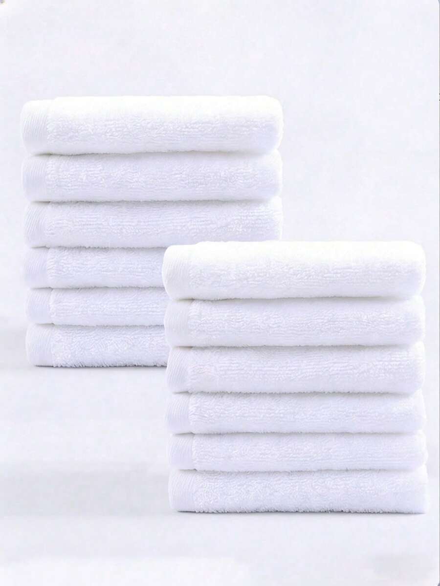 25*25cm Cotton Hotel/Kitchen Absorbent White (Thin) Washcloth, Motel Hand Towel, Multi-Purpose Facial Towel, 5pcs/10pcs Set - White - View 1