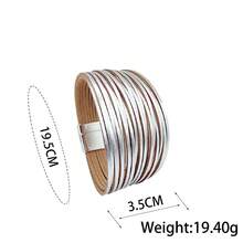 Un brazalete de estilo vintage multicolor hecho de aleación de zinc y cuero de PU, un brazalete de moda para mujer adecuado para el uso diario. (Brazalete, Brazalete de mujer, Accesorio de mujer) - color - Ver 5