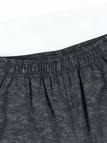 Pantalones cortos deportivos casuales de punto ligero de unicolor para adolescentes/niños, transpirables y cómodos, diseño versátil, primavera/verano - Negro - Ver 8