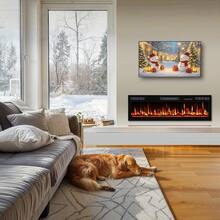 60"Ultra-Thin Silence Linear Electric Fireplace – Recessed & Wall Mounted Fireplace Heater With 12 Adjustable Flame Colors, Remote Control, Log & Crystal Options, 750W/1500W - 60inch - View 7