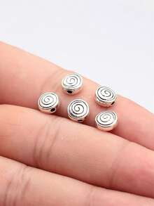20pcs Swirl Grooved Spacer Beads For DIY Jewelry Making - Ancient Silver - View 5