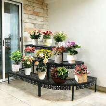 Plant Stand 3 Tier Flower Stand Black 130x60x60cm Flower Pot Display Shelf Stand Organizer For Garden Balcony Terrace - A - View 5