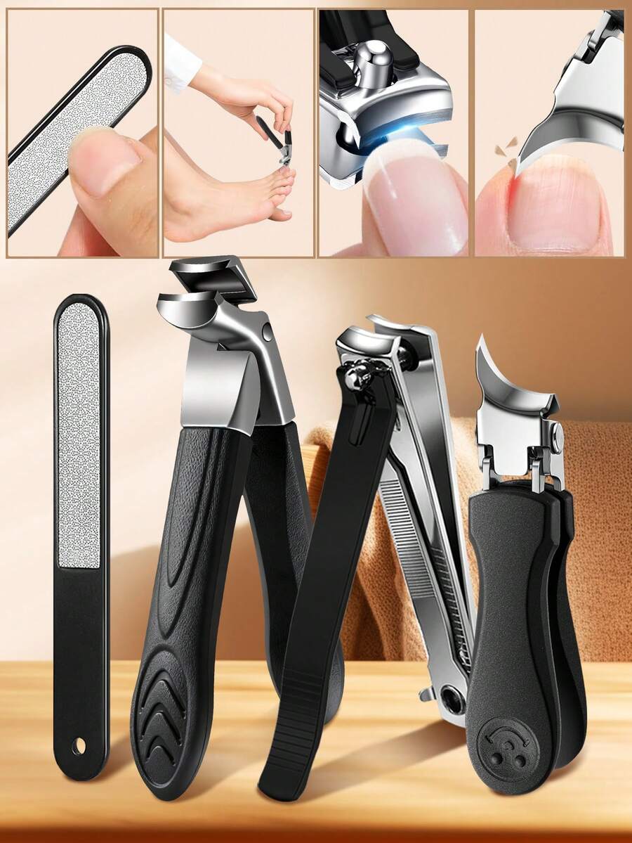 ANDVICTORY 2/4pcs Nail Clipper Set, Suitable For Ingrown Nails & Thick Nails, Professional Heavy Duty Nail Clippers, Pedicure & Manicure Tools - Multicolor - View 1