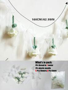 1件白色百合编织挂旗装饰，网纱蝴蝶结花旗，波西米亚乡村风室内装饰，编织花环，优雅浪漫墙面装饰，家居派对婚礼新娘派对拍照背景，客厅卧室宿舍玄关，春夏假日庆典，农舍书架壁炉装饰，乔迁礼物 - 彩色 - 查看 13