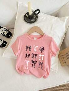 3pcs Young Girls Butterfly Print Short Sleeve Set - Multicolor - View 4