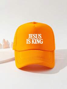 1pc Fashion Sponge Cap JESUS IS KING Letter Printing Adult Truck Driver Hat Baseball Hat Fishing Hat Funny Gift Hat For Men And Women Spring And Summer - Multicolor - View 1