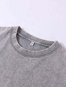 Disney Duck Print Pattern 230g Repeat Washed Water Streetwear T-Shirt, Casual Streetwear, Suitable For Both Men And Women - 灰色 - 查看 3