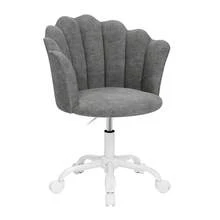 Adjustable Height Swivel Chair Office Chair, Chenille Vanity Chair, Comfy Padded Computer Desk Chair For Home Office, Study, Bedroom, Grey - Grey - View 13