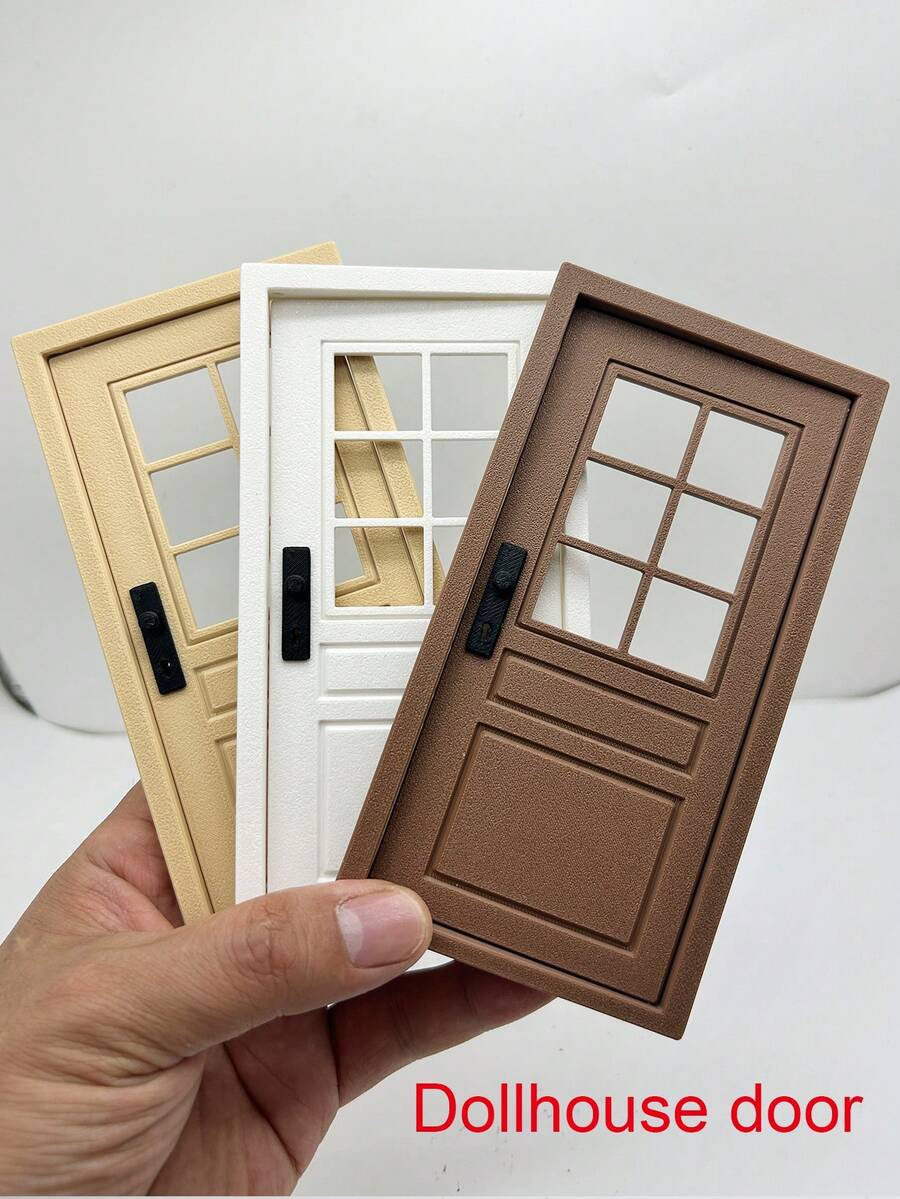 Miniature Model House Door, Reversible Left/Right Opening, Plastic Material, Double-Sided Opening Door Panel, Suitable For Mini House Decoration - 15cm Lattice Door - View 1