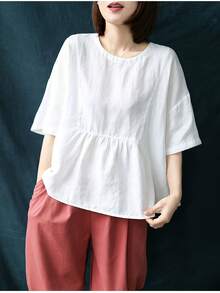 Women Tops - 土黃色 - 查看 7