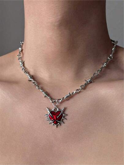 1pc Vintage Thorn Choker Necklace, Thorn Clavicle Necklace, Fashion Waist Chain, Punk Street Hip-Hop Necklace For Men, Valentine's Day Gift, Suitable For Party And Daily Wear