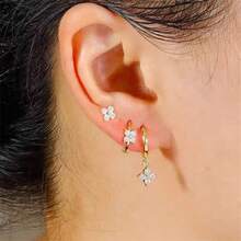 BMOR 三件套时尚迷你锆石耳环套装，女士花朵耳骨耳廓穿孔饰品，个性礼物 - 3 件套 - 查看 8