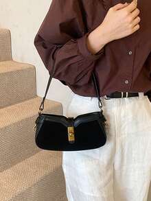 Fashionable Color Block Mini Handbag, Women's New Style Versatile Shoulder/Crossbody/Underarm Tote Bag - màu đen - Xem 2