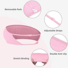 VOYJOY Impact Backless Bandeau Bra Workout Strapless Bandeau Basic Tank Top Adjustable - Pink - View 9