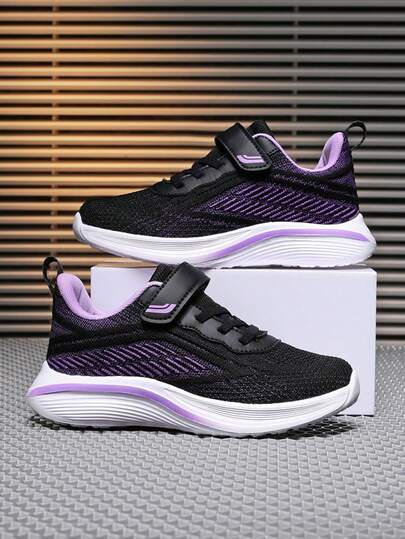 Kids' Spring/Summer Sports Shoes, Mirror Surface, Fashionable & Cool, Soft & Comfortable Shock-Absorbing Mesh Breathable Sole, Suitable For Daily Wear, Adjustable Hook And Loop Easy On/Off, Back To School Sports Shoes