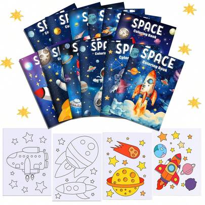 Sách tô màu tự làm chủ đề Nhà thám hiểm vũ trụ - Sách vẽ hoạt hình theo chủ đề phi hành gia, tên lửa và hành tinh, hoàn hảo để khơi gợi sự sáng tạo của trẻ, phát triển kỹ năng nghệ thuật và nuôi dưỡng niềm đam mê khám phá vũ trụ. Món quà tuyệt vời cho năm học mới dành cho các phi hành gia nhí và những người yêu thích không gian.