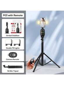 TOKQI AI Facial Tracking 360-Degree Rotating Gimbal Phone Stabilizer, 139cm Extended Tripod, Intelligent Gesture Control Phone Holder, Detachable Design Phone Holder, With Wireless Remote Control, Compatible With IOS And Android, Suitable For Vlog, Video - Multicolor - View 16
